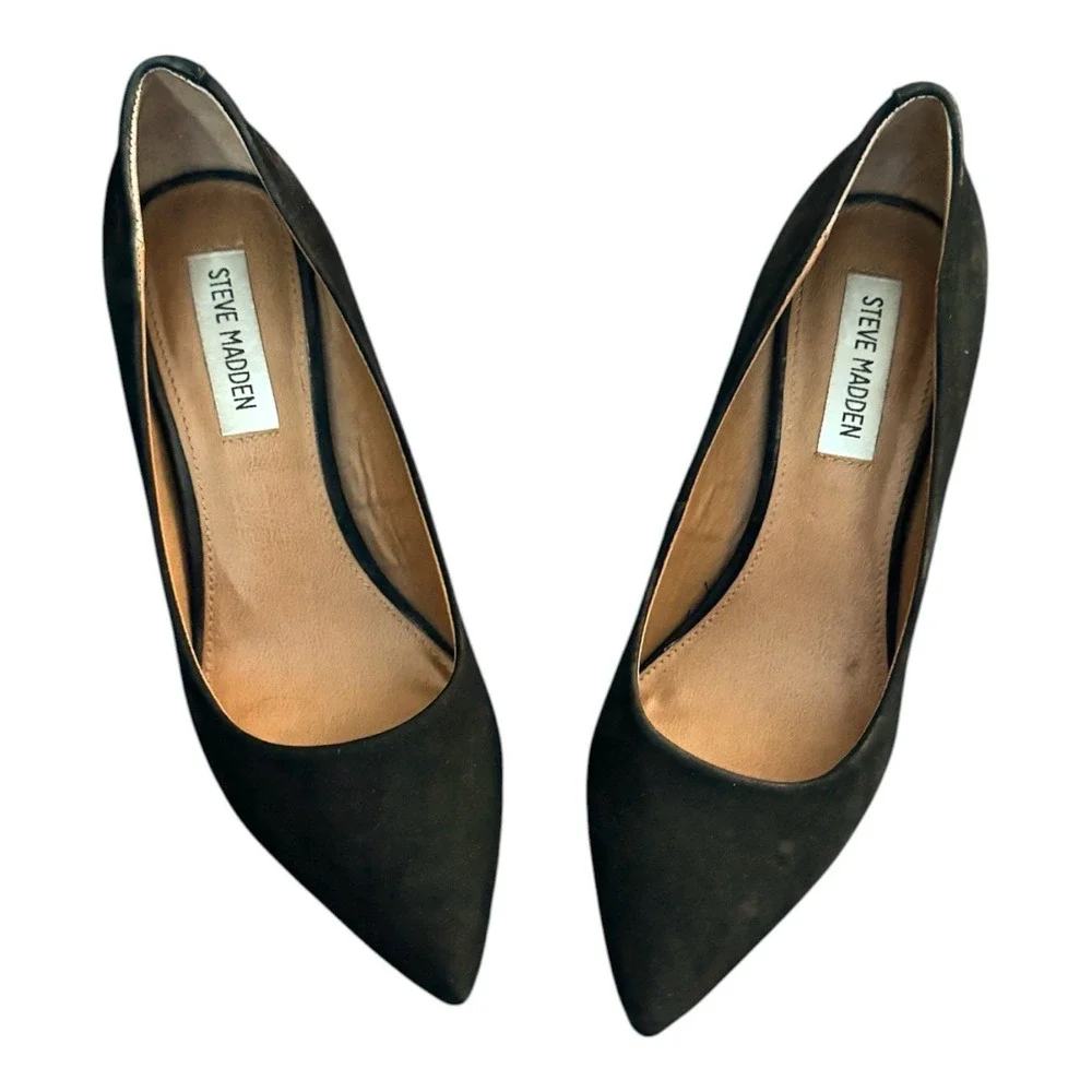 Steve Madden Ashlyn Pump Black Suede Leather Women's Size‎ 7.5